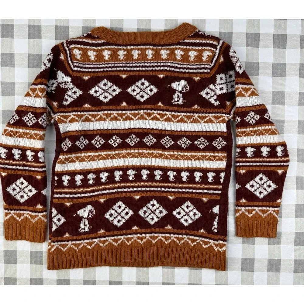 Peanuts Snoopy Fall Leaves Sweater Kids XL 7 Orange Cozy Autumn
